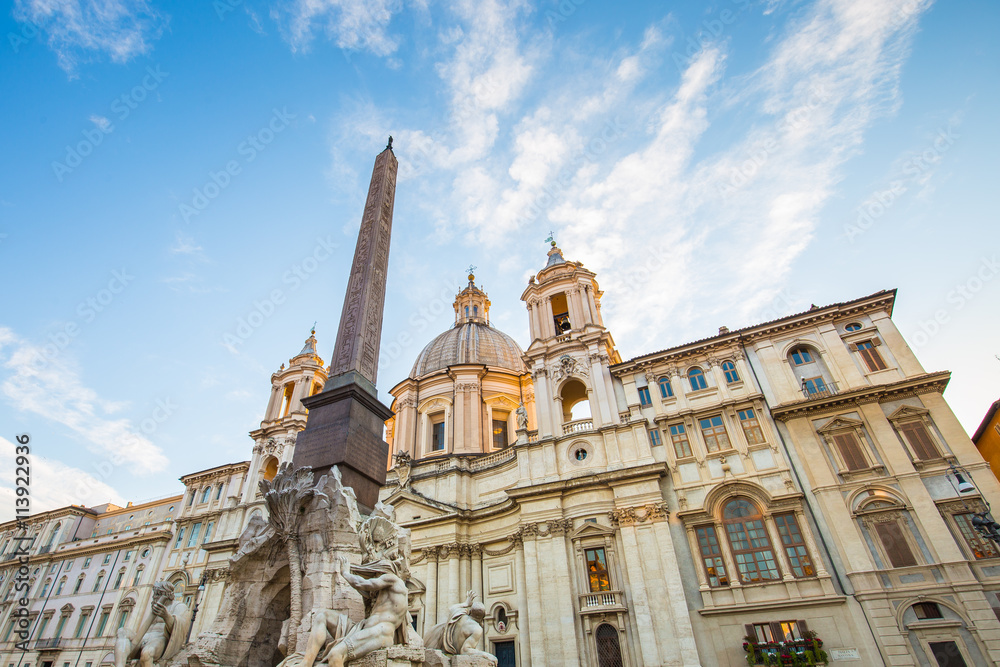 Sunsest at Piazza Navona in Rome, Italy