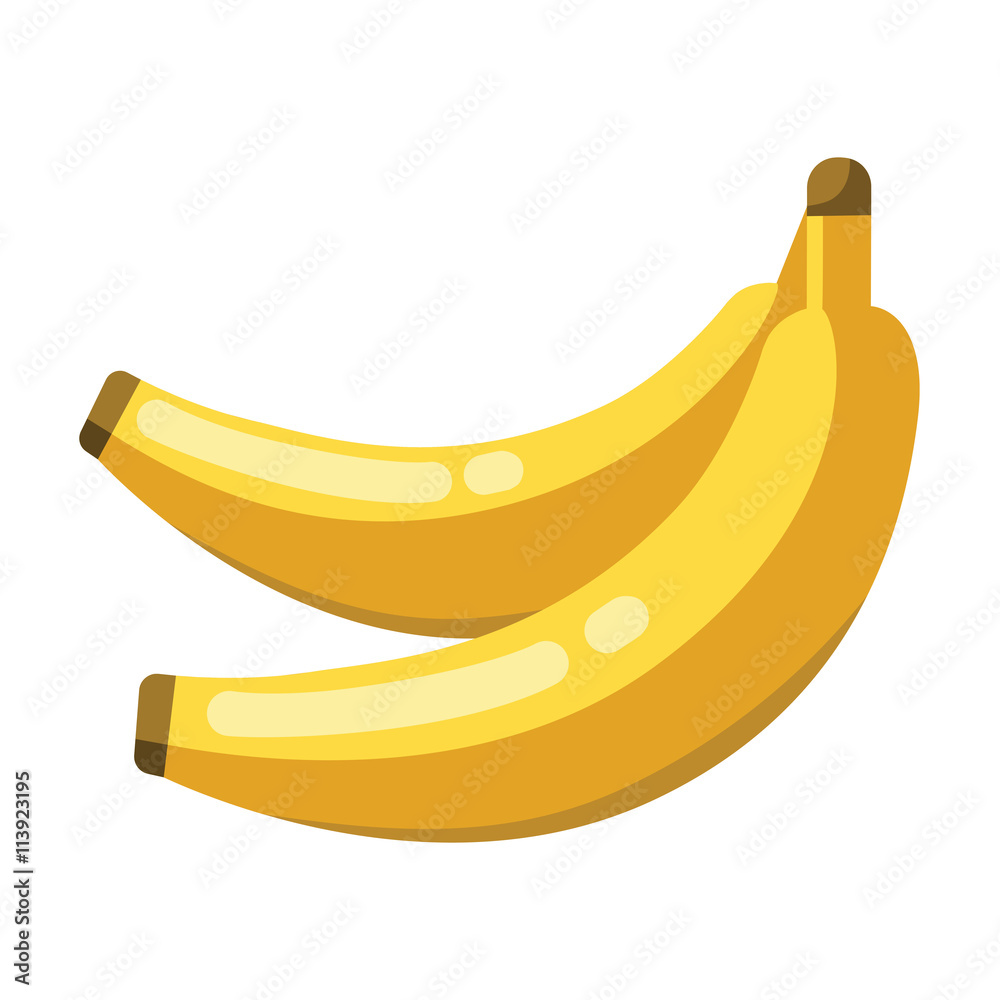Cartoon bananas yellow on a white background. Bananas Icon in Color. Vector illustration