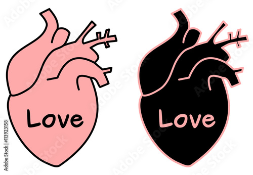 black pink human hearts with love word concept vector illustration

