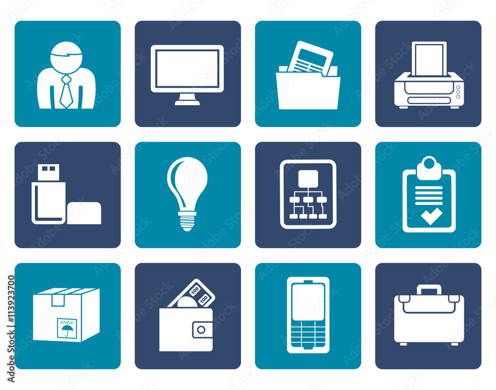 Flat Business and office equipment icons - vector icon set Flat Business and office equipment icons - vector icon set