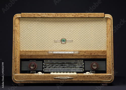 Old vintage radio on a dark background