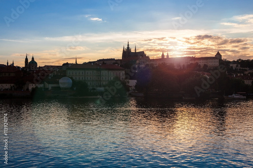 Prague cathedral, castle and Vitava river photo
