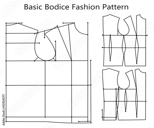 Картината върху платно Basic Bodice Fashion Cutting Pattern
