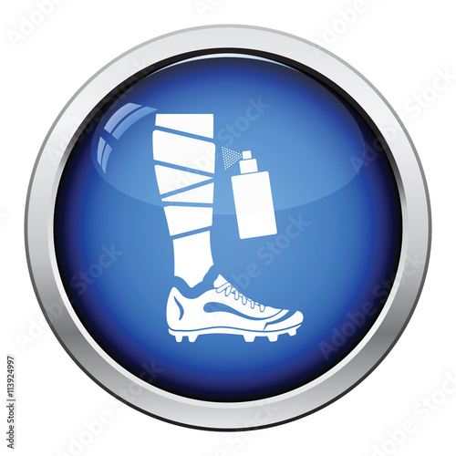 Icon of football bandaged leg with aerosol anesthetic