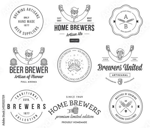 Beer Badges and Labels Black on White