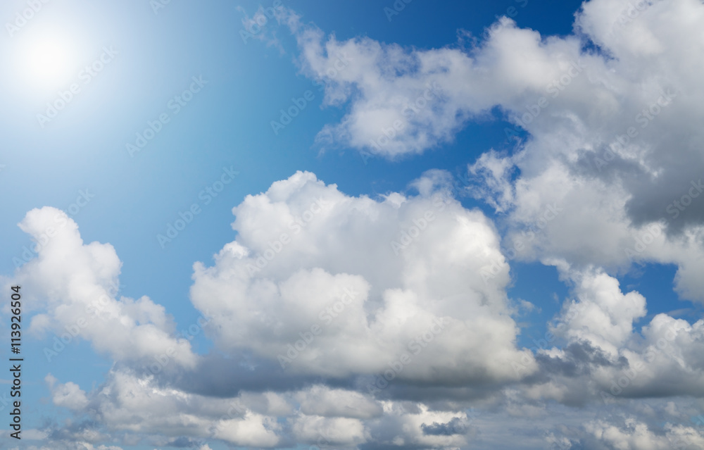 Beautiful cloudscape over horizon at sunny day.