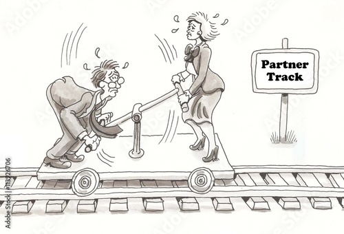 Business cartoon about the difficulty of making partner. photo