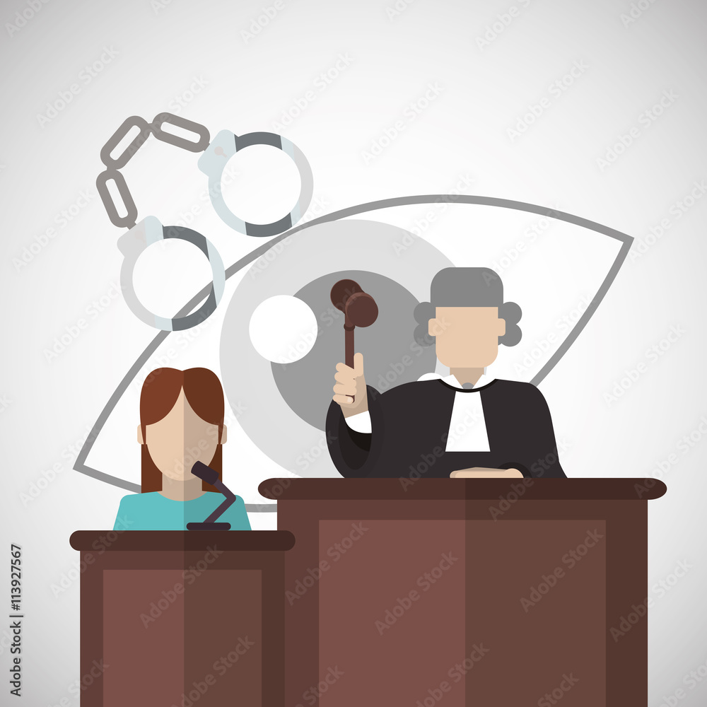 Law design. Justice icon. Flat illustration, vector graphic