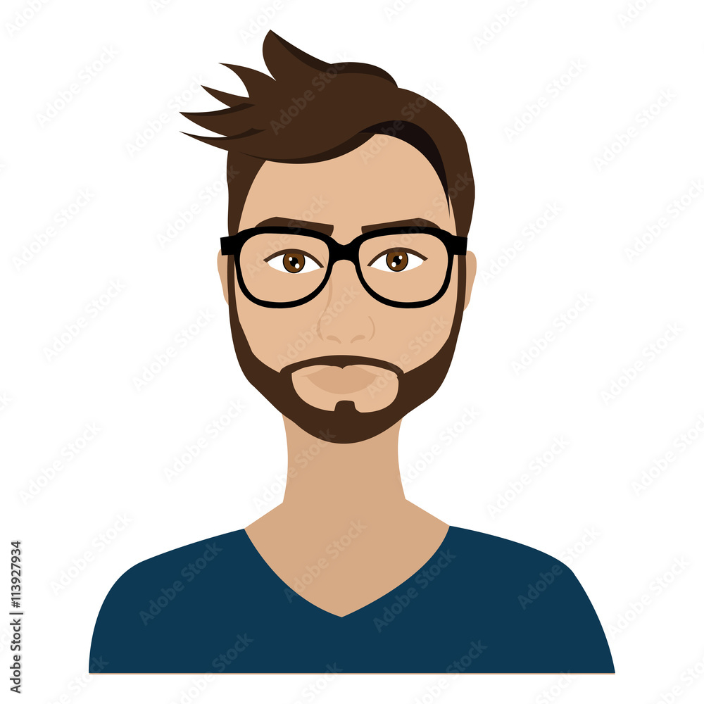 cartoon avatar man with brown hair wearing eyeglasses front view over isolated background,vector illustration cartoon avatar man with brown hair wearing eyeglasses front view over isolated background,vector illustration