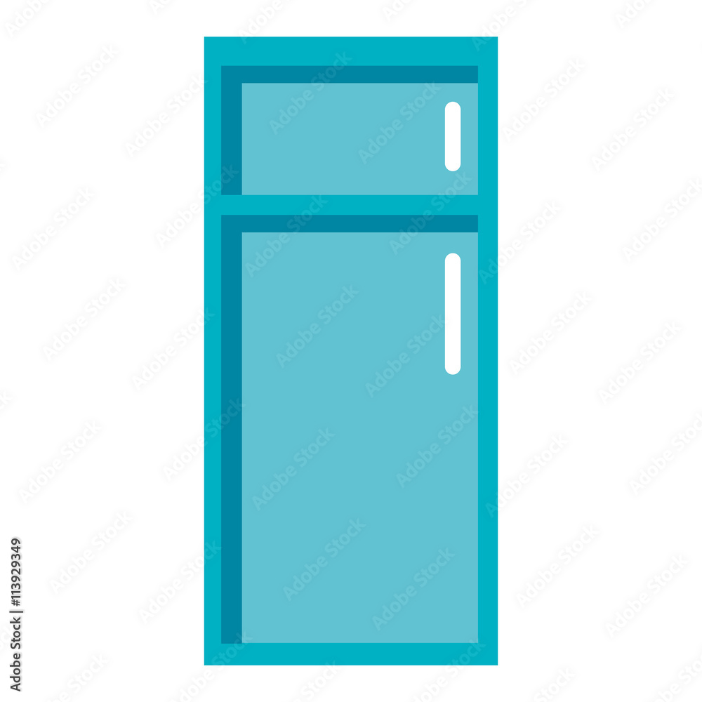 tall blue fridge with white handles front view over isolated background,vector illustration tall blue fridge with white handles front view over isolated background,vector illustration