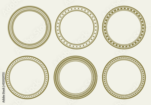 Set of six vector decorative round frames