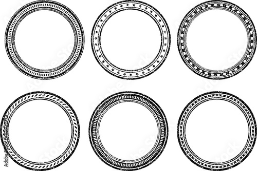 Set of six grunge vector templates for rubber stamps
