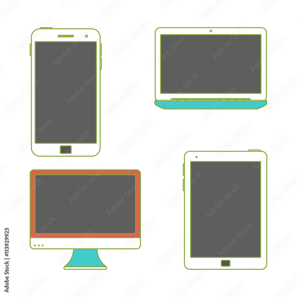 Vector Gadgets with blank screens. Vector Gadgets with blank screens.