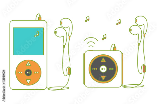 Music players with headphones.