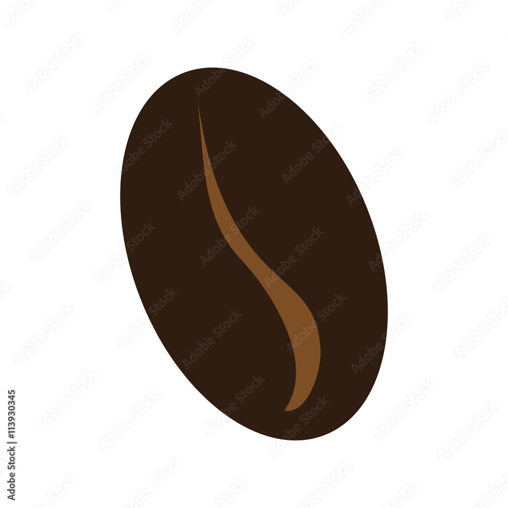 brown coffee bean front view over isolated background,vector illustration