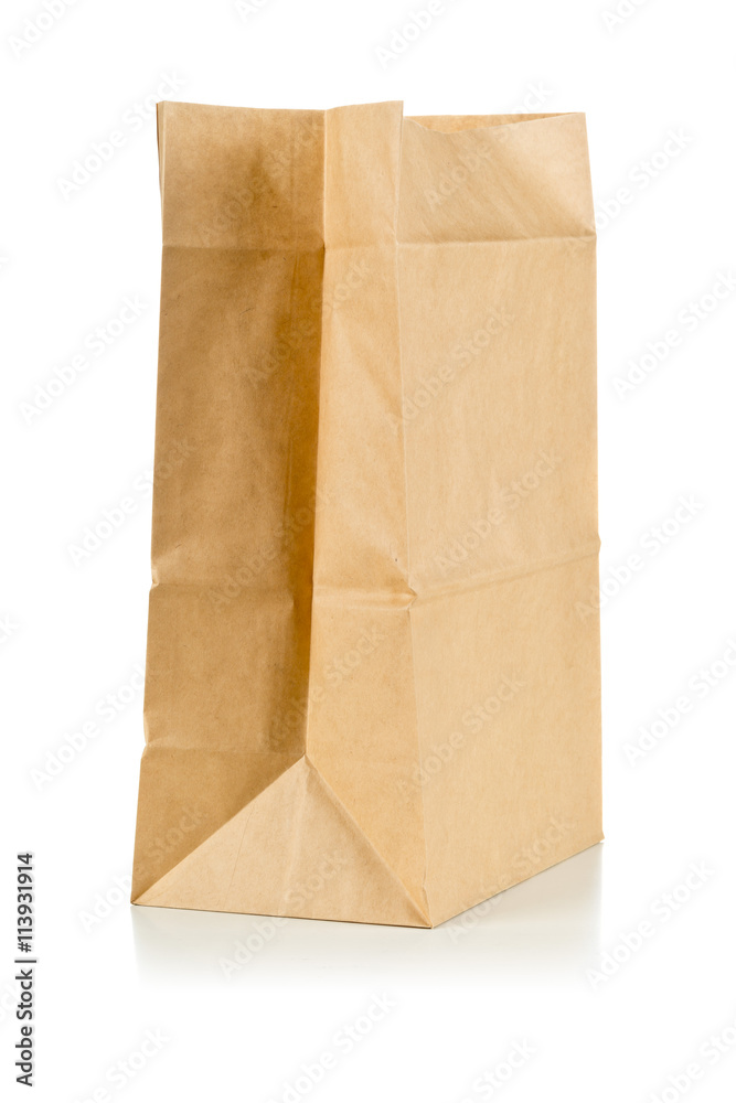 Recycled brown paper bag over white background Recycled brown paper bag over white background