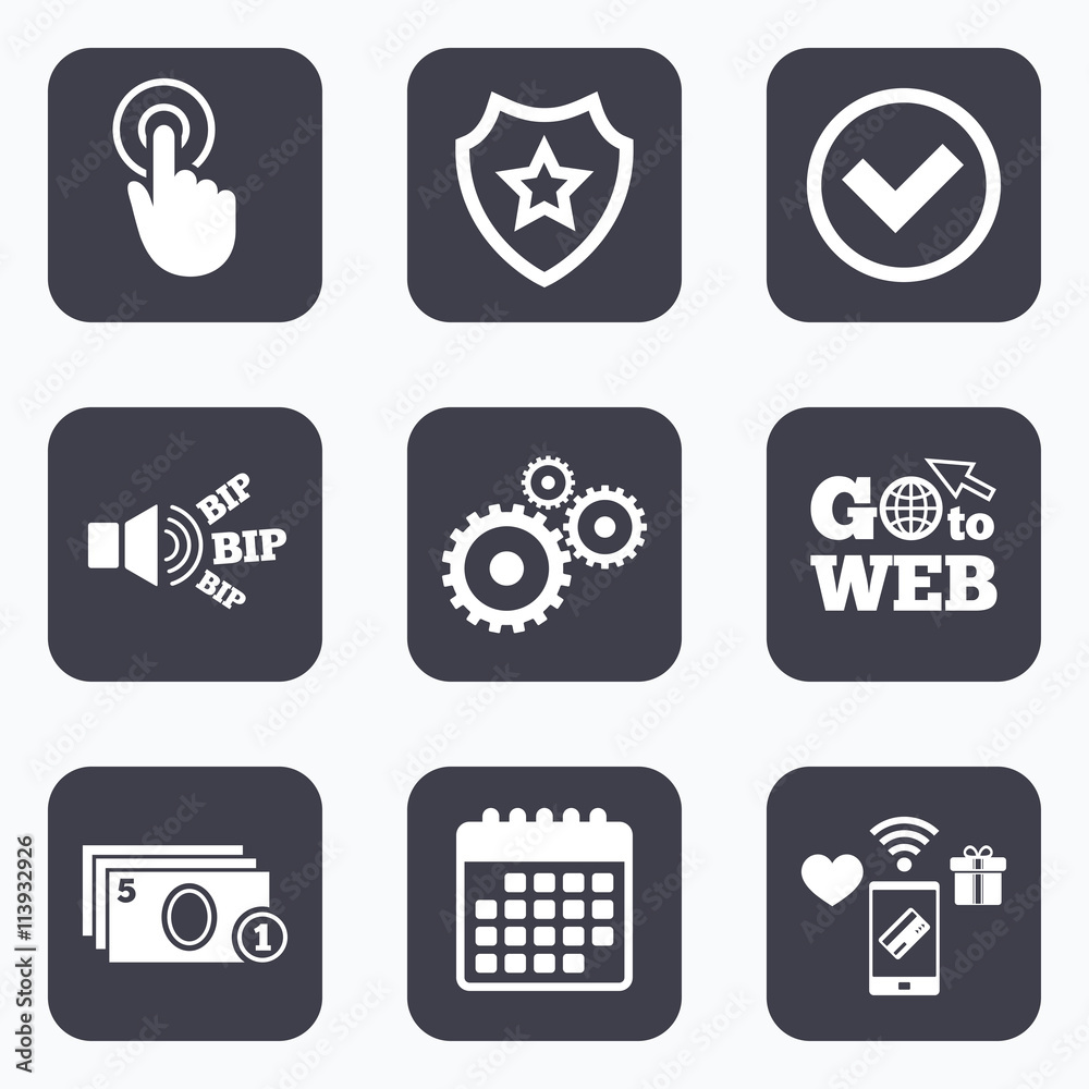 ATM cash machine withdrawal icons.