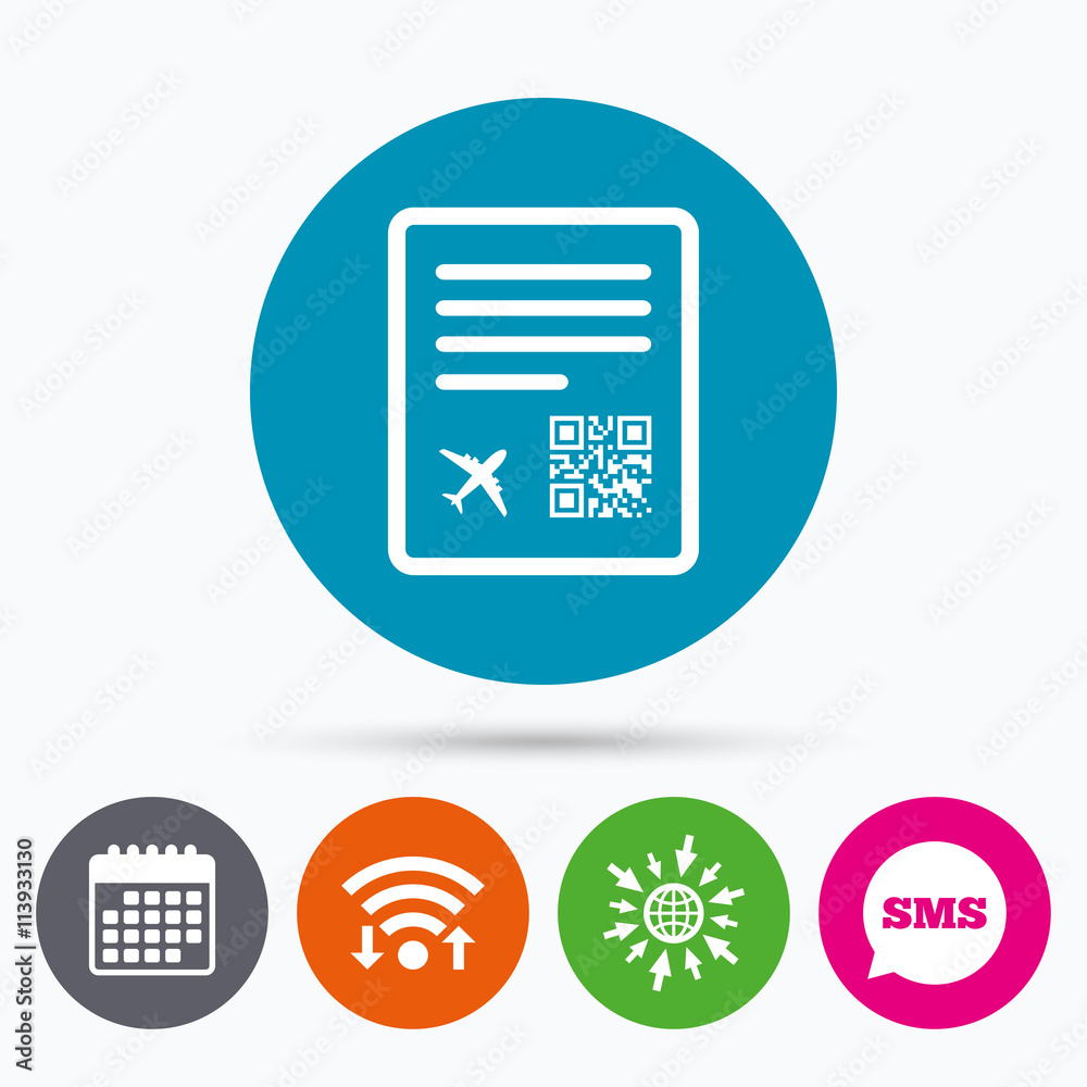 Boarding pass flight sign icon. Airport ticket. Boarding pass flight sign icon. Airport ticket.