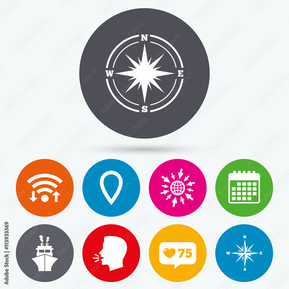 Windrose navigation compass, shipping delivery.