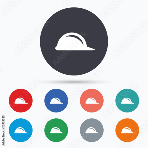 Hard hat sign icon. Construction helmet symbol.