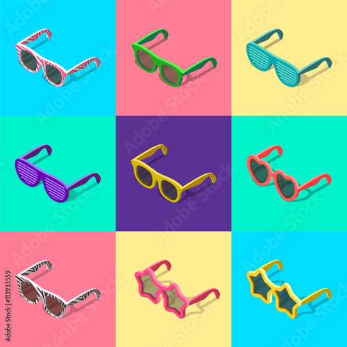 sunglasses set, isometric illustration