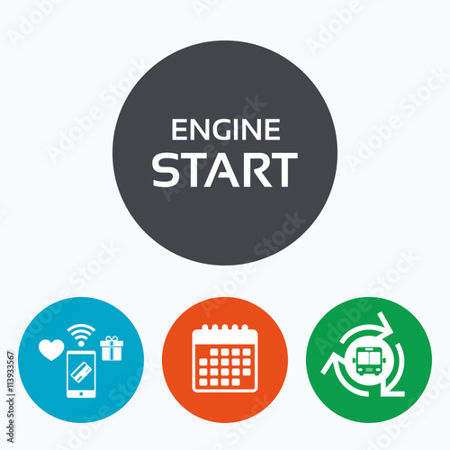 Start engine sign icon. Power button.