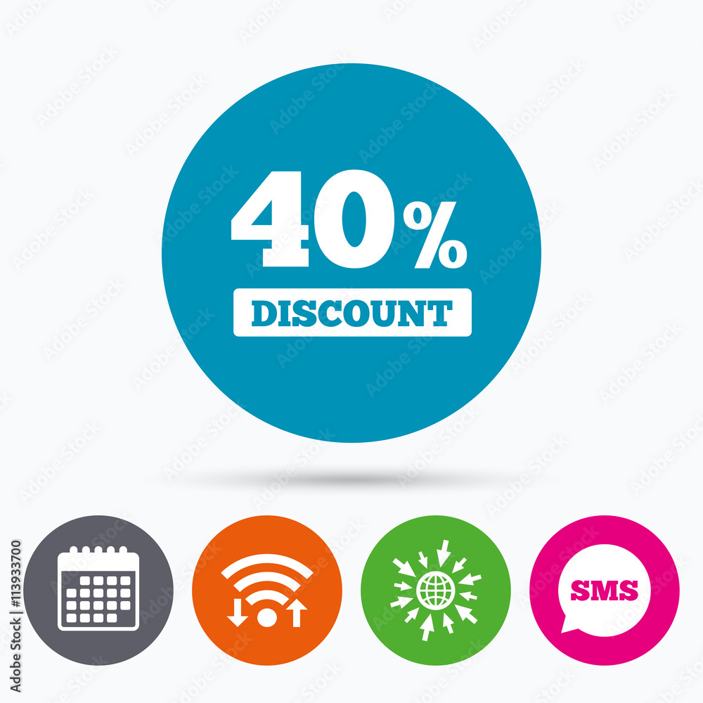 40 percent discount sign icon. Sale symbol. 40 percent discount sign icon. Sale symbol.