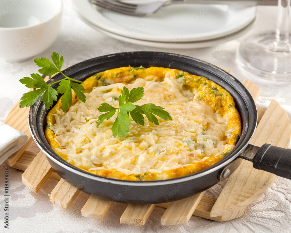 Cheese frittata, typical dish from Italy