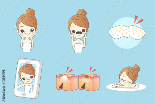 cartoon girl with facial mask
