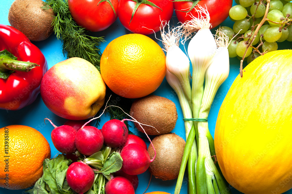 Fruits and vegetables from above Fruits and vegetables from above