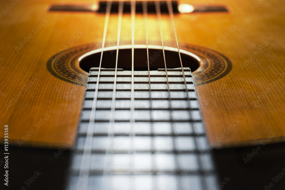 Fototapeta premium Close-up of classical guitar strings