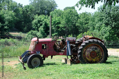 abandoned old tractor in the farm