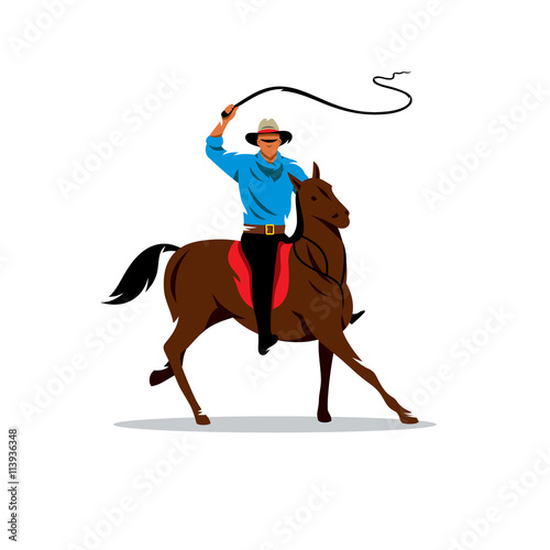 Vector Cowboy and Horse Cartoon Illustration.