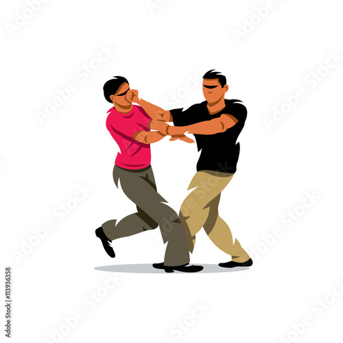 Vector Wing Chun kung fu sparring Cartoon Illustration.  © Steinar
