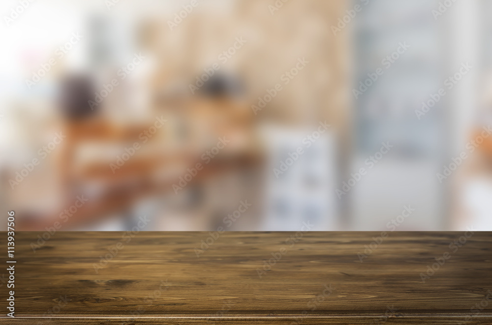 Selected focus empty brown wooden table and space of Coffee shop Selected focus empty brown wooden table and space of Coffee shop