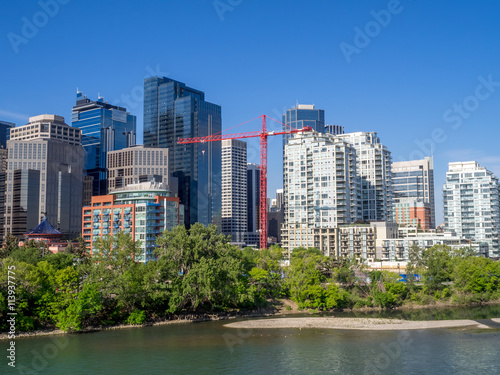 Calgary s skyline on a beautiful spring day. Calgary is the corporate centre of the oil industry in Canada.