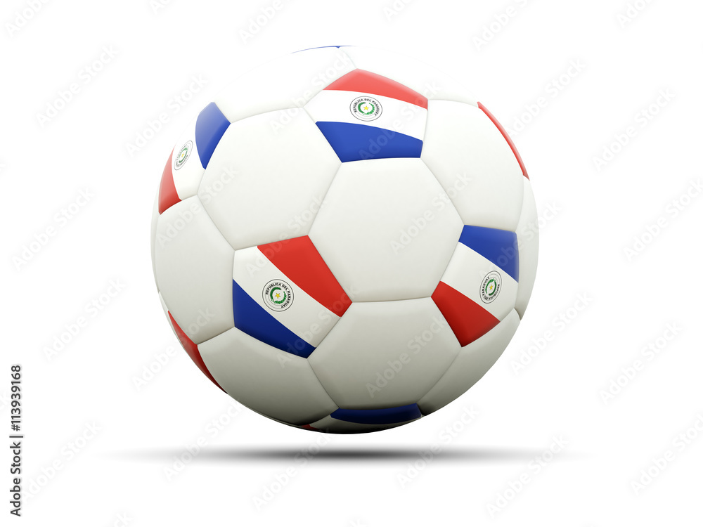 Obraz premium Flag of paraguay on football