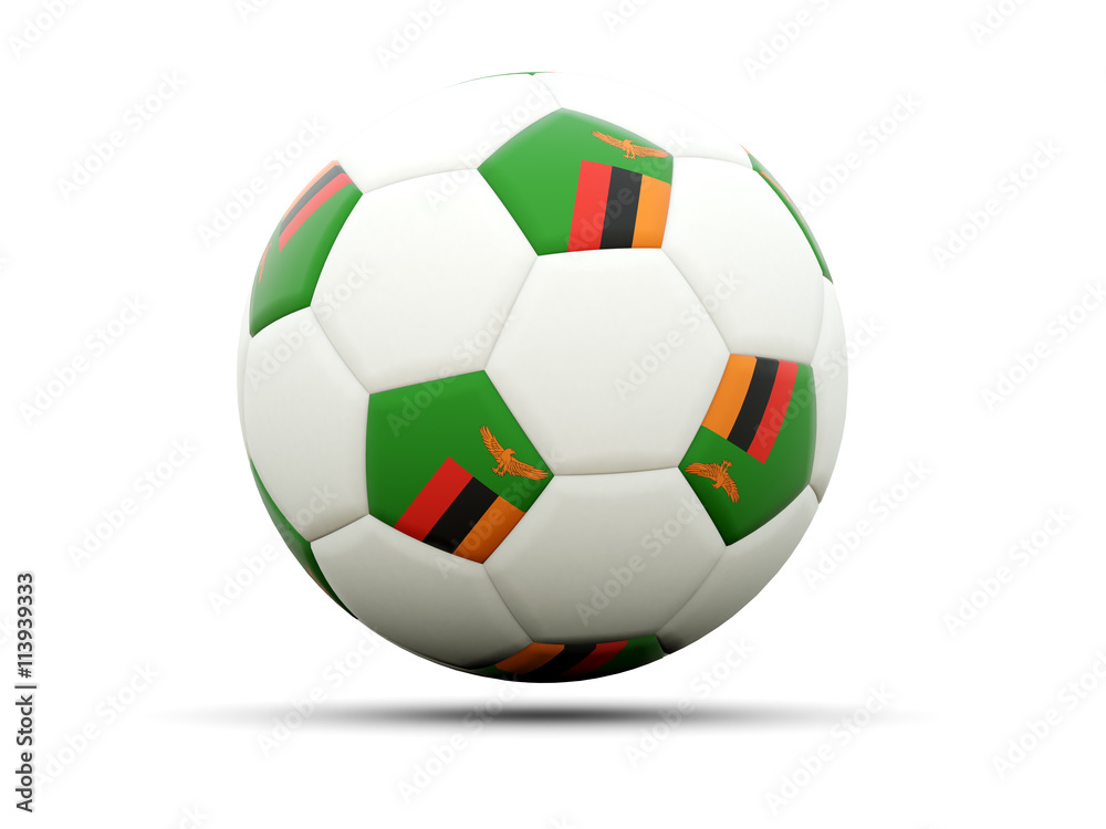 Flag of zambia on football