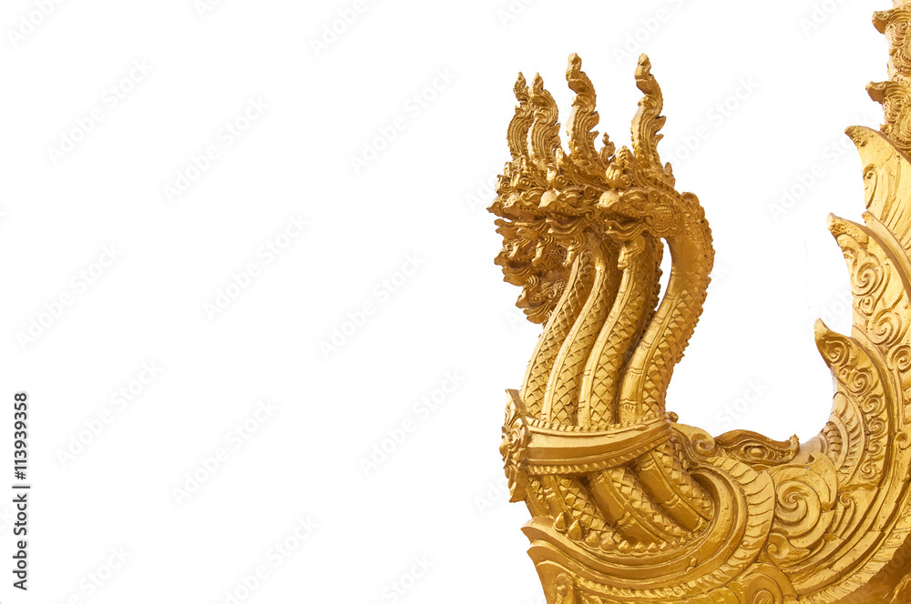 serpents golden the temple isolated on white background serpents golden the temple isolated on white background