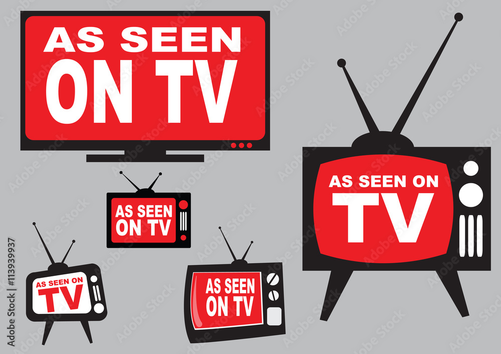 Vecteur Stock set of as seen on TV icon with television aerial | Adobe Stock