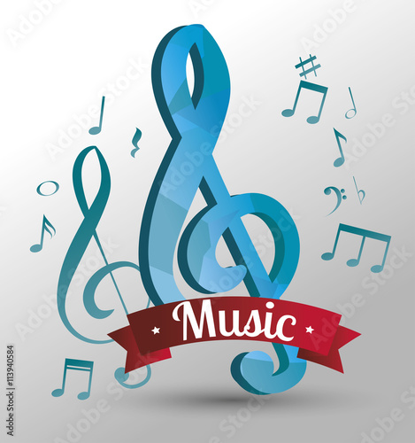 poster with musical notes isolated icon design