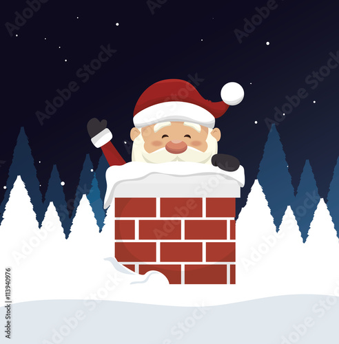 santa claus in chimney  isolated icon design, vector illustration  graphic 