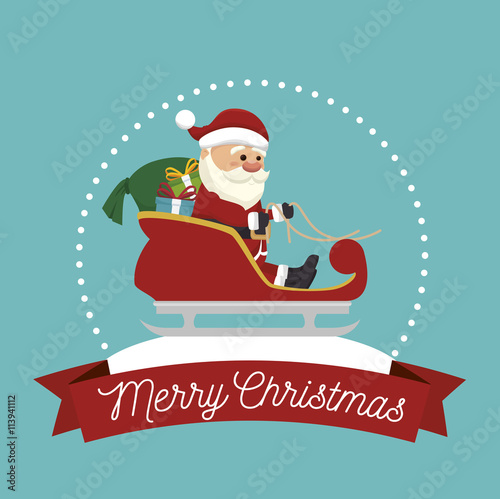 santa claus in carriage  isolated icon design, vector illustration  graphic 