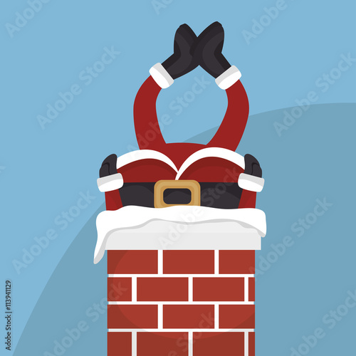 santa claus in chimney  isolated icon design, vector illustration  graphic 