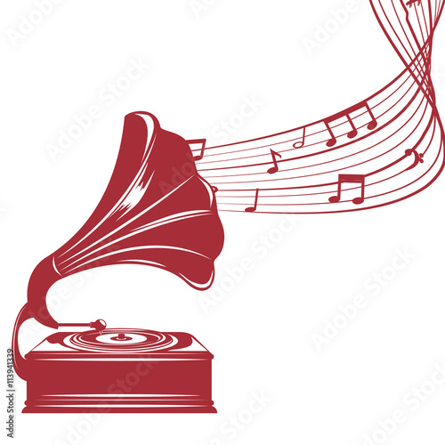 old gramophone  isolated icon design, vector illustration  graphic 