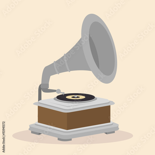 old gramophone  isolated icon design, vector illustration  graphic 