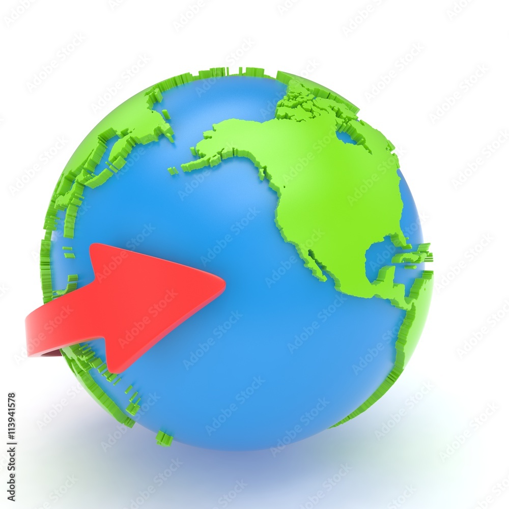 Naklejka premium Arrow and Earth globe. 3d render