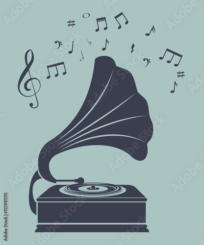 old gramophone  isolated icon design, vector illustration  graphic 