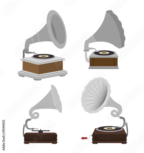 gramophones set isolated icon design, vector illustration  graphic 