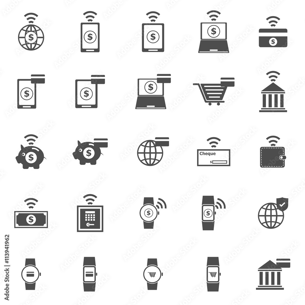 Fintech icons on white background Fintech icons on white background